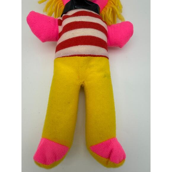 Vtg. Parisi Creations Plush Neon Pink & Yellow 13" Retro Animal Stuffed Toy - Picture 3 of 8
